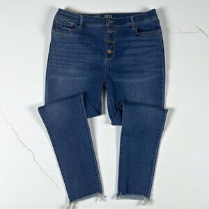 ANA High Rise Jegging Skinny Jeans Size 14 Exposed Button Fly Raw Frayed Hems